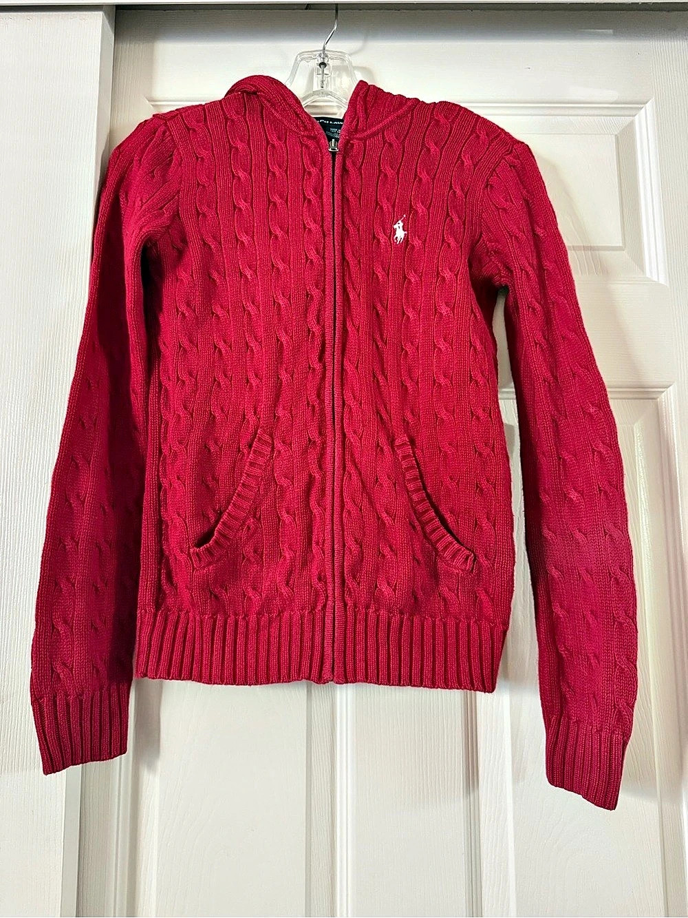 Ralph Lauren Sport Cable-Knit Cotton Full-Zip Hoodie Full-Zip Hoodie Red Small